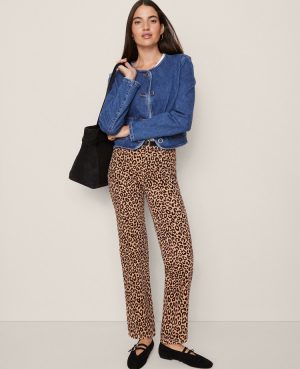 Weekend Collection High Rise Corduroy Pant in Animal Print