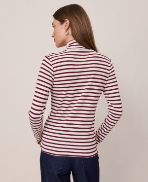 Weekend Collection Striped Turtleneck Top