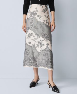 Petite Floral Satin Midi Skirt