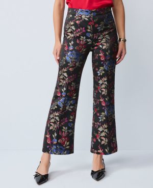 The Side-Zip Flare Pant in Floral Jacquard