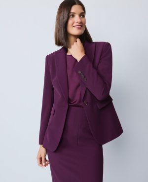Fluid Crepe Fitted Long Blazer