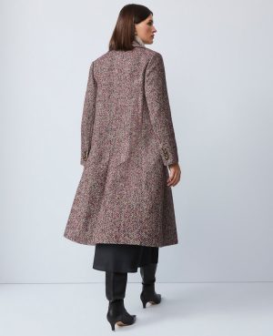 Petite Herringbone Double Breasted Long Coat