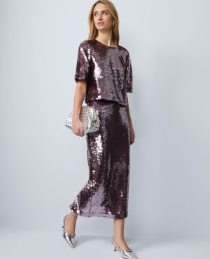 Sequin Crew Neck Blouse