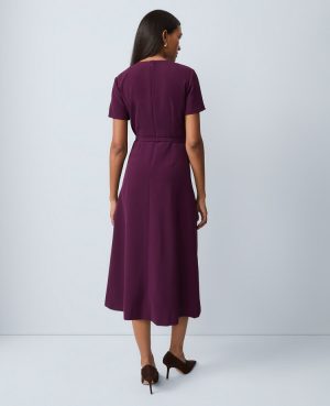 Belted Crew Neck Midi Dress