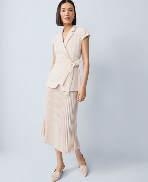 Petite Crepe Blazer Wrap Midi Dress