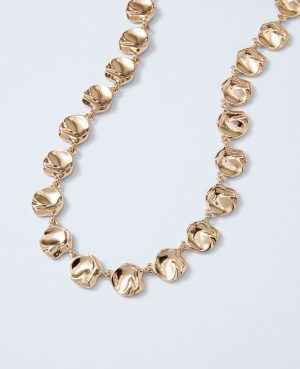 Hammered Metal Disc Necklace