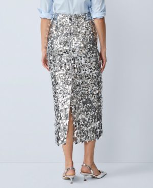 Sequin Column Midi Skirt