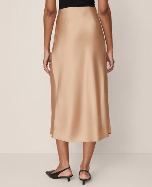 Satin Bias Midi Slip Skirt