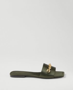 Chain Satin Slide Sandals