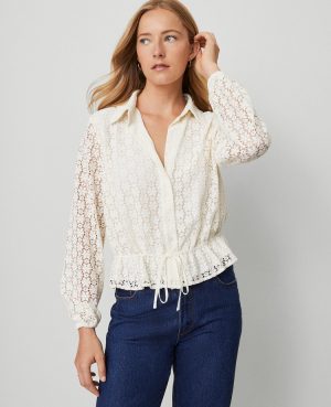 Weekend Collection Lace Tie Waist Popover