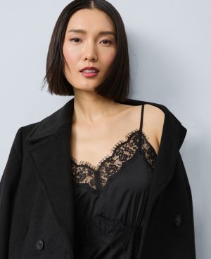 Lace Trim Satin Slip Midi Dress