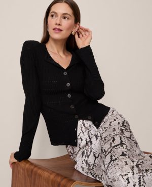 Ribbed V-Neck Cardigan