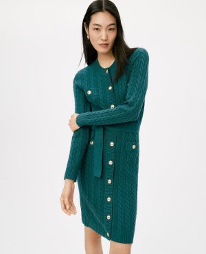 Belted Cable Sweater Dress