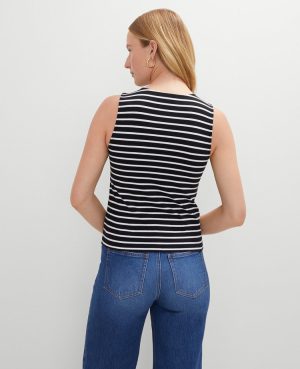 Petite Striped Crew Neck Shell