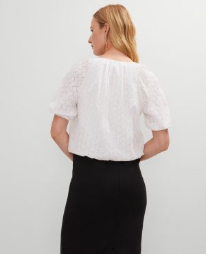 Petite Eyelet Bubble Hem Blouse