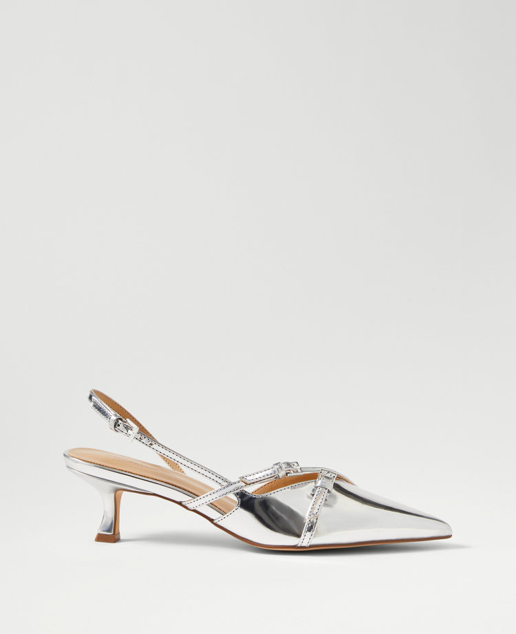 Strappy Pointy Toe Metallic Pump