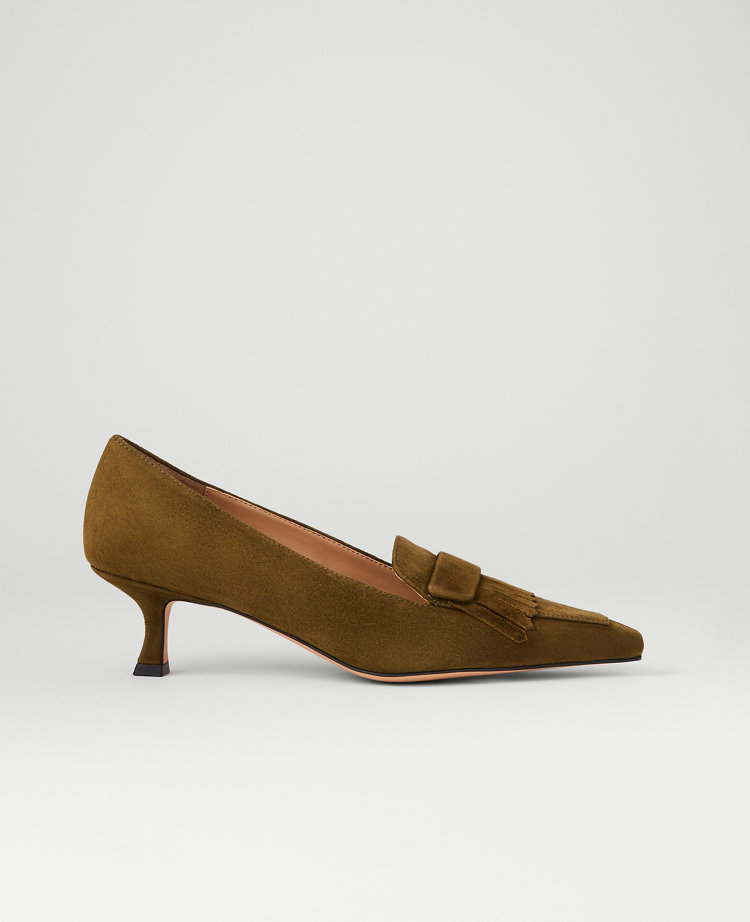 Suede Tapered Heel Kiltie Pump