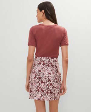 Petite Weekend Collection Floral Linen Blend Wrap Skirt