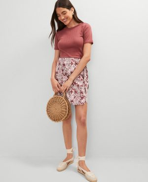 Petite Weekend Collection Floral Linen Blend Wrap Skirt