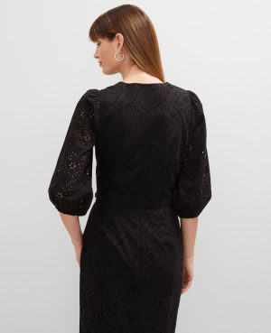 Petite Eyelet Puff Sleeve Blouse