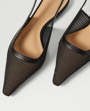 Mesh Nip Toe Slingback Flat