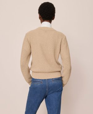 Boucl&eacute; Crew Neck Cardigan