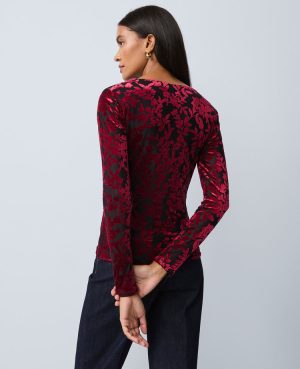Floral Velvet Crew Neck Top
