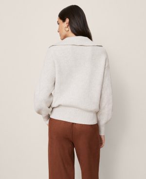 Weekend Collection Lace-Up Ribbed Sweater