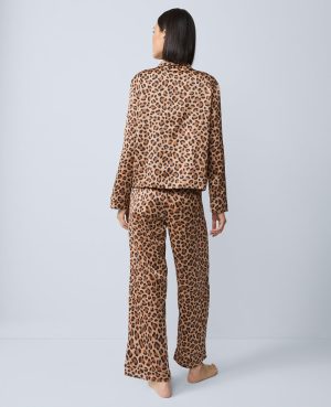 Satin Tie Front Pajama Set