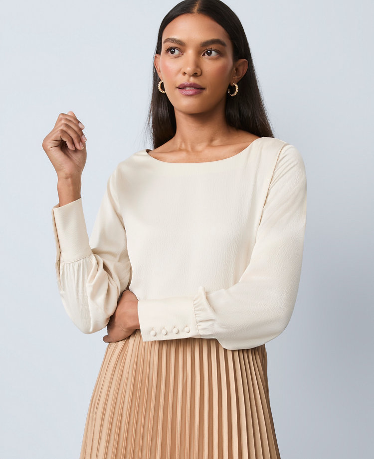 Petite Satin Boat Neck Popover