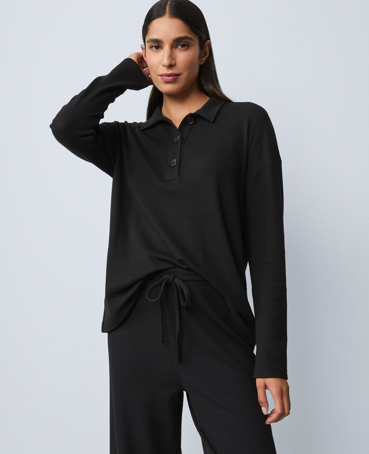 Waffle Henley Lounge Top