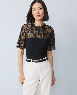 Ponte Lace Trim Top