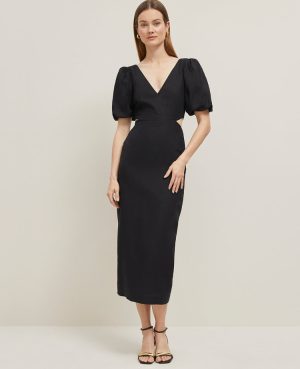Linen Blend Cutout Dress