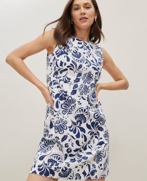 Floral Linen Blend Shift Dress