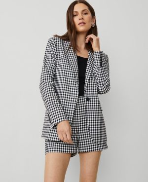 The Petite Longline Blazer in Gingham