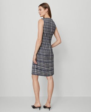 Tweed Button Shift Dress