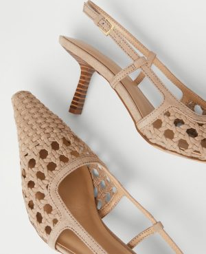 Woven Nip Toe Slingback Pumps