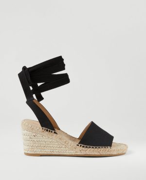 Canvas Lace-Up Espadrille Wedge Sandals