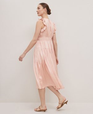 Petite Petaled Ruffle Midi Dress