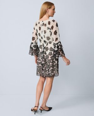 Floral Ruffle Trim Flare Dress