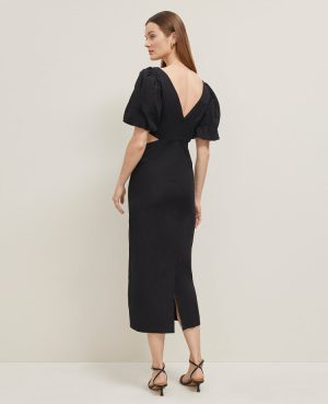 Petite Linen Blend Cutout Dress