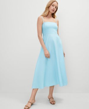 Petite Linen Blend Midi Dress