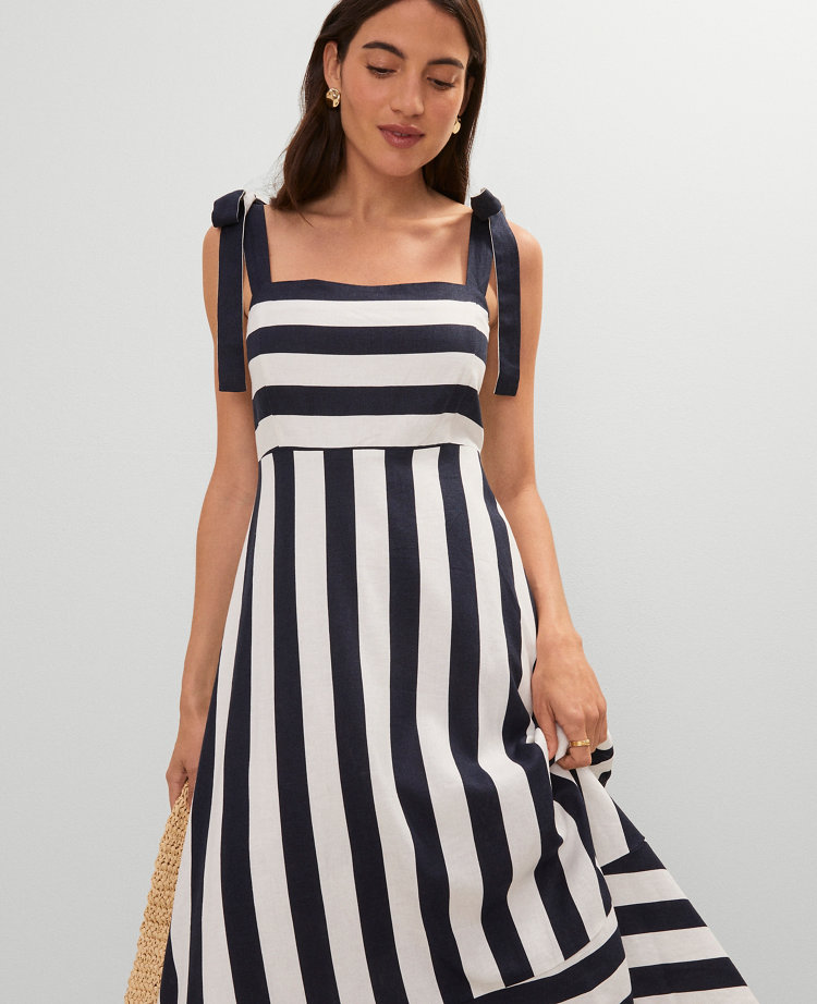 Weekend Collection Striped Linen Blend Midi Dress