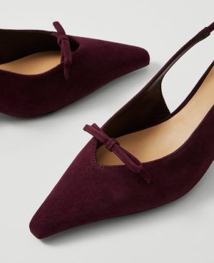 Bow Suede Slingback Pumps