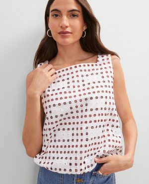 Petite Weekend Collection Eyelet Bubble Hem Top