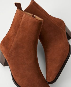 Tapered Heel Suede Bootie