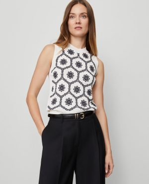 Petite Floral Embroidered Sweater Shell