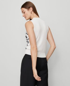 Petite Floral Embroidered Sweater Shell