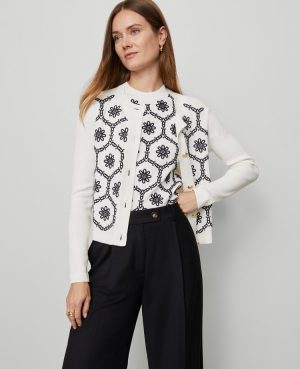 Petite Floral Embroidered Cardigan