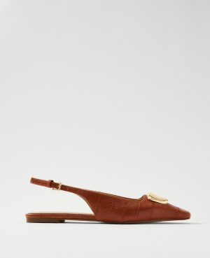 Leather Buckle Slingback Flat
